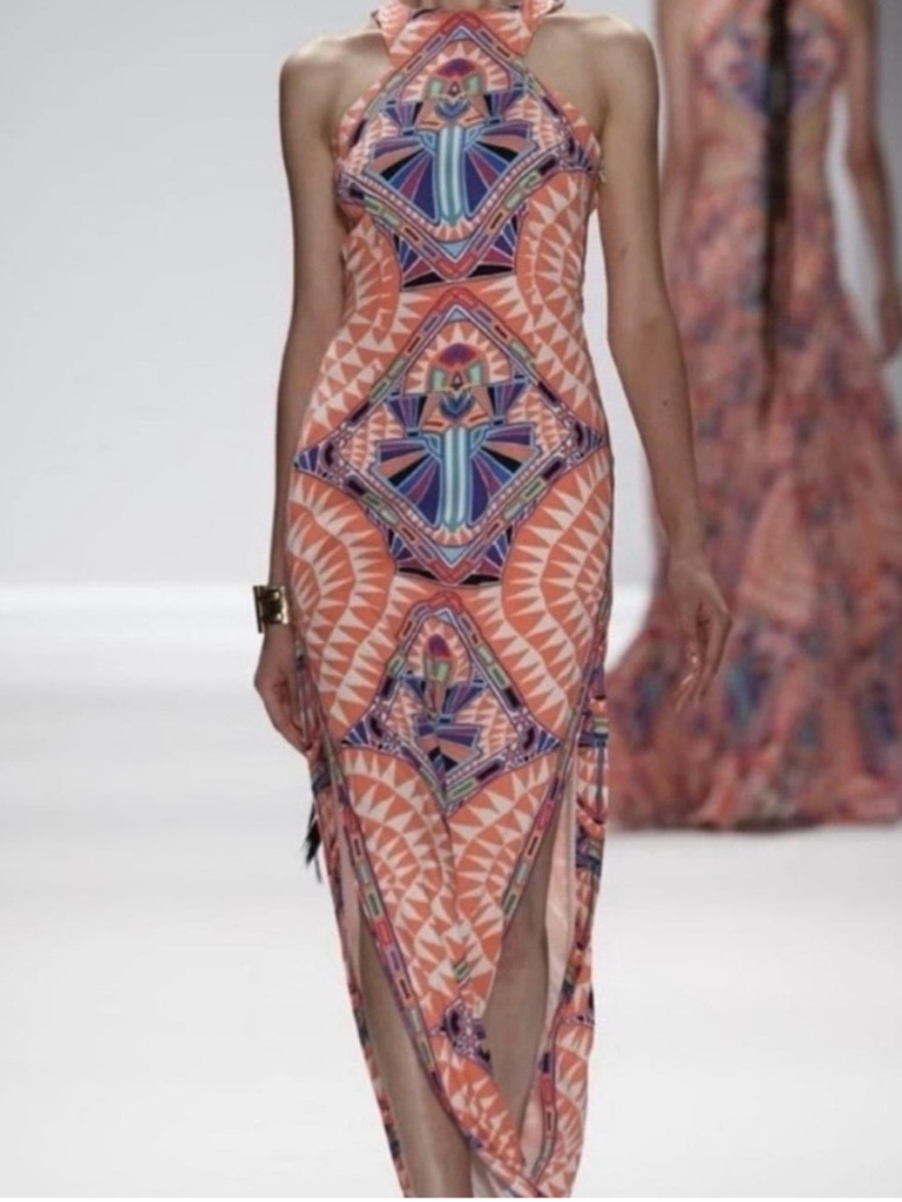 NEW Mara Hoffman VTG 2010s Neon Aztec Tribal Print Halter Maxi Dress — Size 0